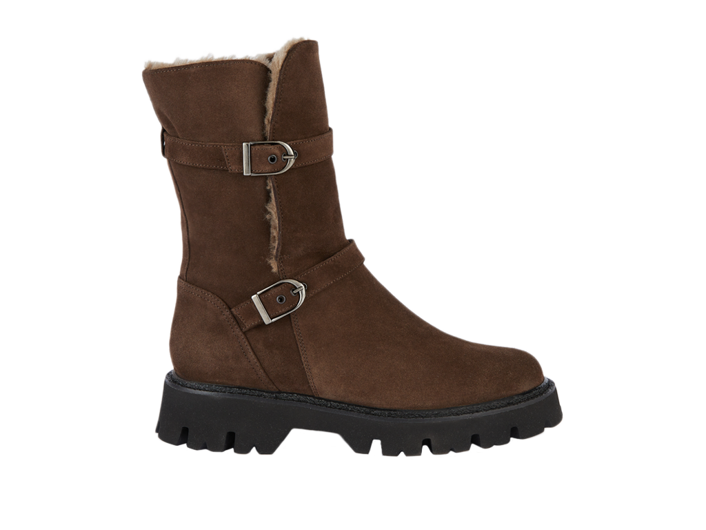 Combat boot con fodera in agnello