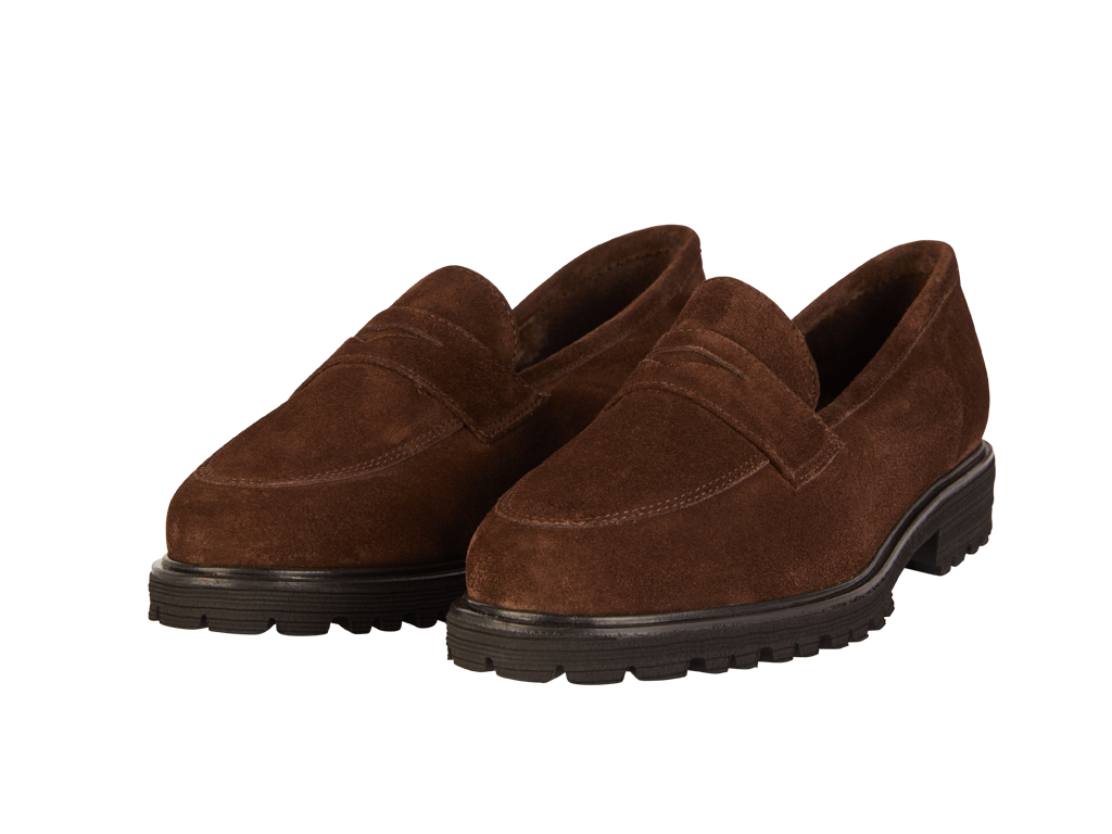 Mocassin sportif marron avec doublure en veritable mouton