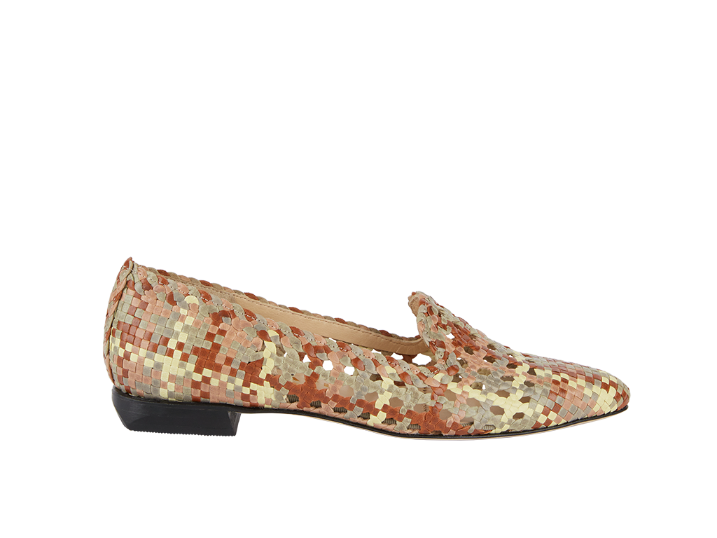 Slip on in woven leather in pastel colors brunate